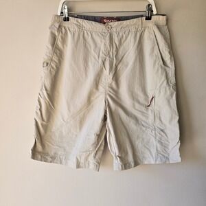 Simms COR3 Mens Fishing Shorts Tan Nylon Cargo Quick Dry Hiking Size Large